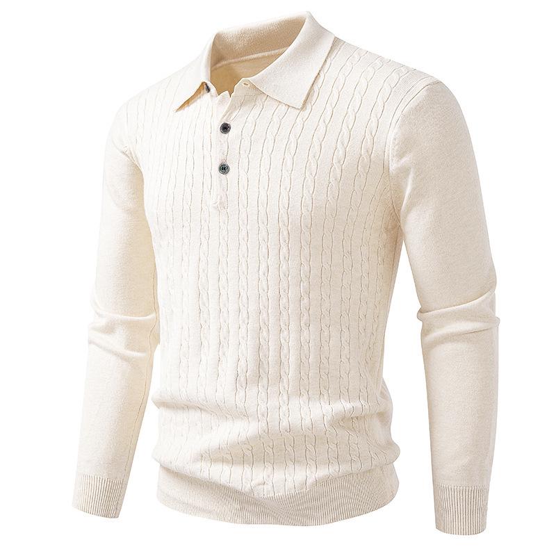 

2025 Autumn/Winter Men s Casual Lapel Knit Sweater 3XL брудно-білий