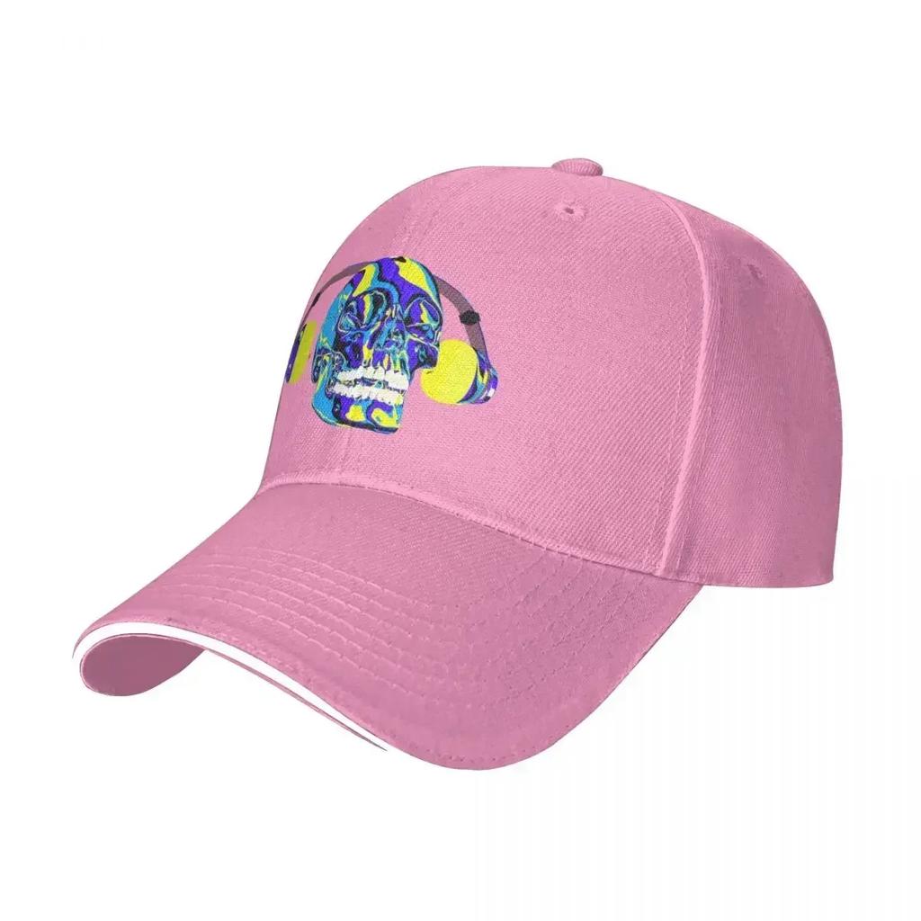 Psychedelic skull listening to music on headphone Baseball Cap Unisex's big size hat Beach Outing Unisexs Tennis Women's