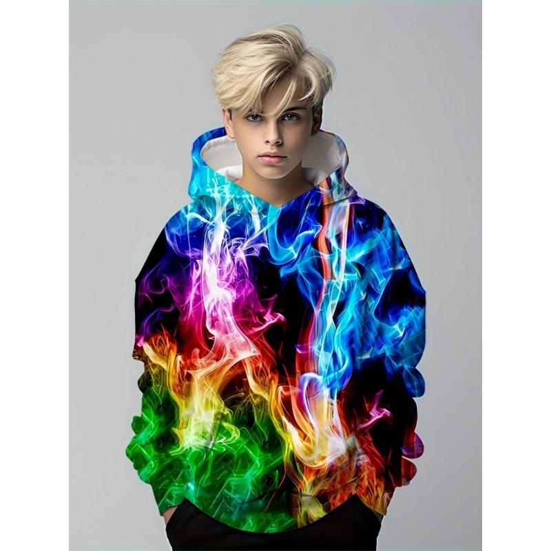 Hoodie Cartoon Cat Pattern Full Print Girl Trendy Sweatshirt Comfort Fit Long Sleeve Jumper Tops Children Kids Clothing Gift