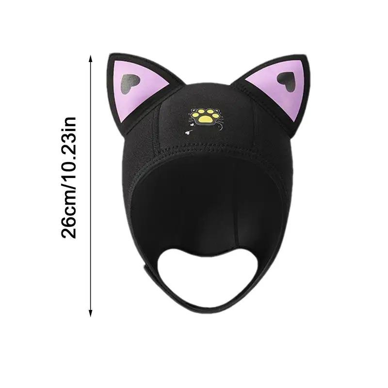 Katzenohren Tauchhaube 3mm Neopren Neoprenanzug Haube Niedliche Damen Badekappe zum Surfen Schnorcheln Wassersport Surf Tauchhut