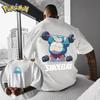 Pokémon Anime Relaxo Doppellagiges bedrucktes T-Shirt Herren und Damen Sommer Neu Cartoon Peripherie Locker Lässig Kurzärmeliges Oberteil