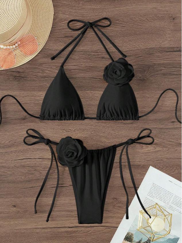 2025 European & American 3D Flower Women's Bikini Set - Fashionable & Sexy
