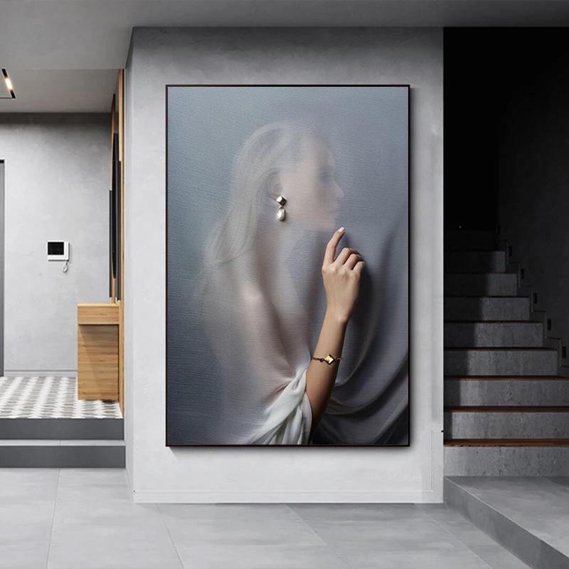 Abstrakte Sexy Mädchen Tragen Schmuck Poster und Drucke Nordic Wand Kunst Leinwand Malerei für Wohnzimmer Wohnkultur