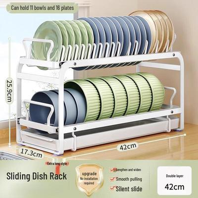 Pull-out Double-Layer Dish Drying Rack for Cabinet