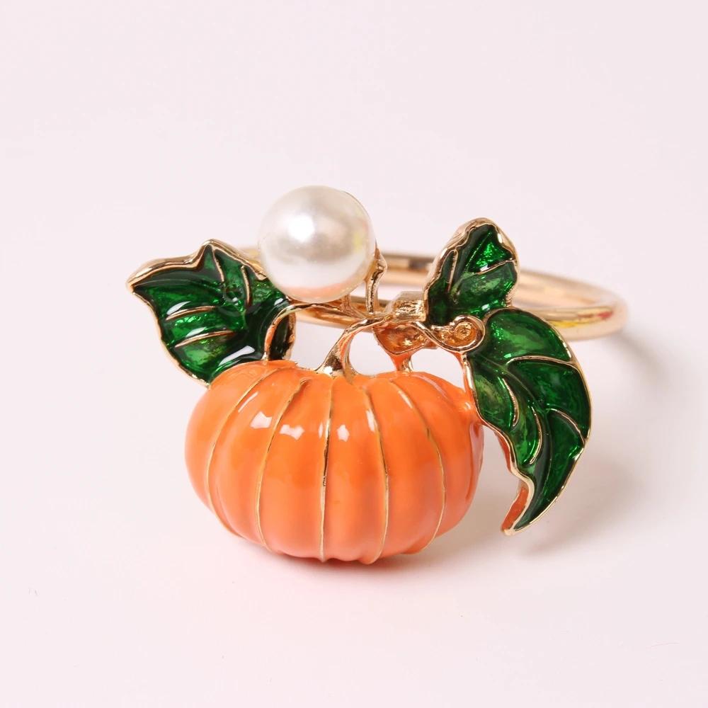 6pcs/lot Halloween Pumpkin Napkin Rings Metal Napkin Holder, Table Decoration and Accessories Christmas Home Decoration Fashion