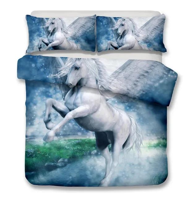 Comforter Iceberg Unicorn Set Pillow 3D Print Pink Green Babysbreath Navy Blue Bed Set For Boy Gril Teen Dropship