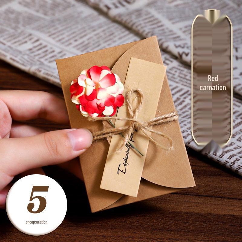 Handcrafted Retro Kraft Dried Flower Greeting Card for Birthdays & Father's Day