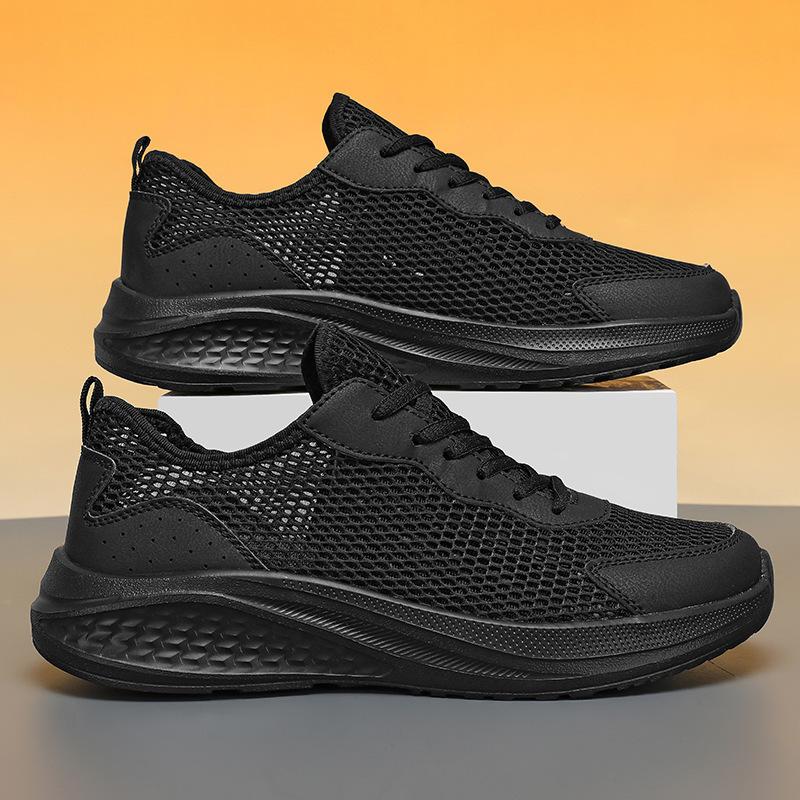 Summer Hollow Mesh Shoes Mesh Breathable Men's Shoes Thin Lightweight Casual Sports Shoes Large Size Thick-soled Travel Running Shoes