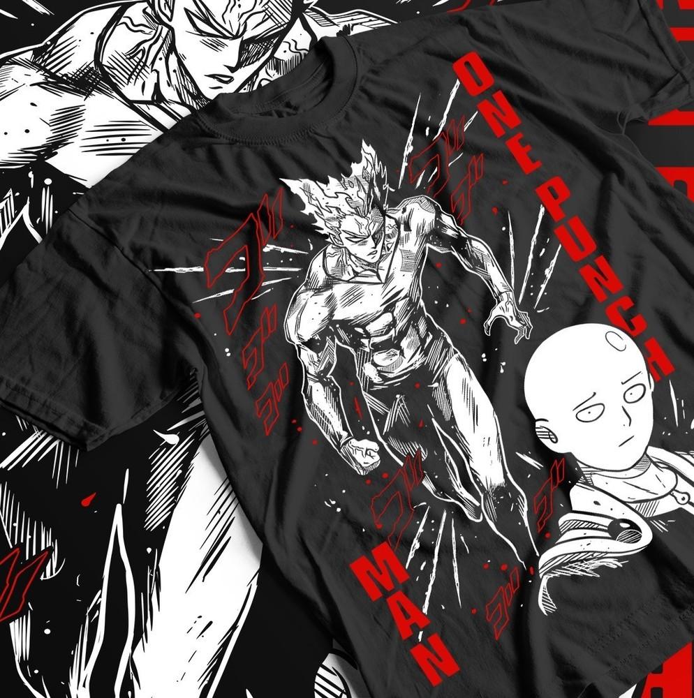 

SAITAMA One Punch Man T-Shirt Anime Manga Gifts Black Short Sleeve All Size XL
