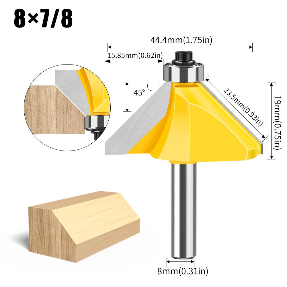 8 Handle 45 Degree Oblique Angle Knife Woodworking Milling Cutter Trimming Machine Engraving Machine Cutter Head 45 Degree Chamfering Knife Chamfering