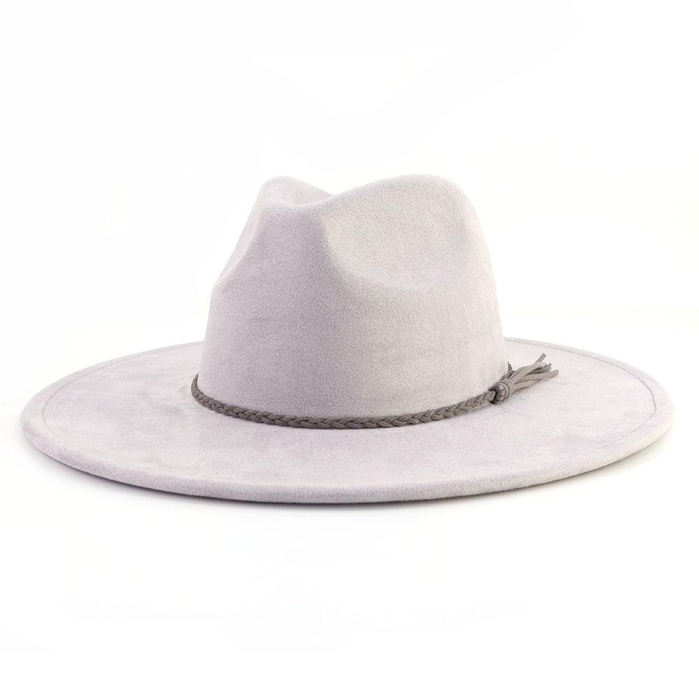 Unisex Suède Vilt Fedora Hoed Brede Rand Platte Rand Elegante Klassieke Herenhoed M 56-58cm grijze kleur