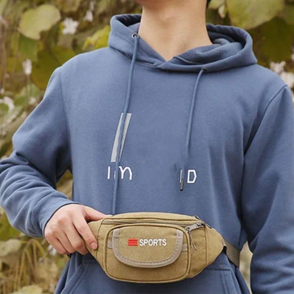 Canvas Waist Fanny Pack Large Capacity Climbing Belt Bag Men Molle Pouch  Outdoor Sports