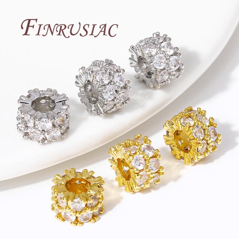 Separators For Beads 18K Gold Plated Zircon Crystal Beads For DIY,Round Spacer Beads Accessories,DIY Bracelets Jewelry Making