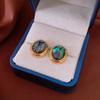18K Gold-Plated Silver Needle Mother of Pearl Oval Vintage Stud Earrings