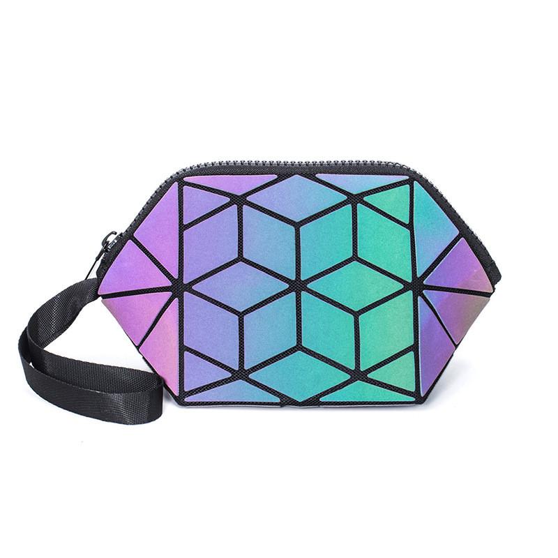 Women Pu Night Light Handbag With Geometric Pattern And Storage Functionality