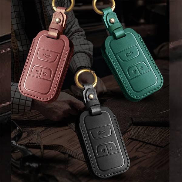 White Leather Car Key Cover - 1 Piece, Qi-compatible