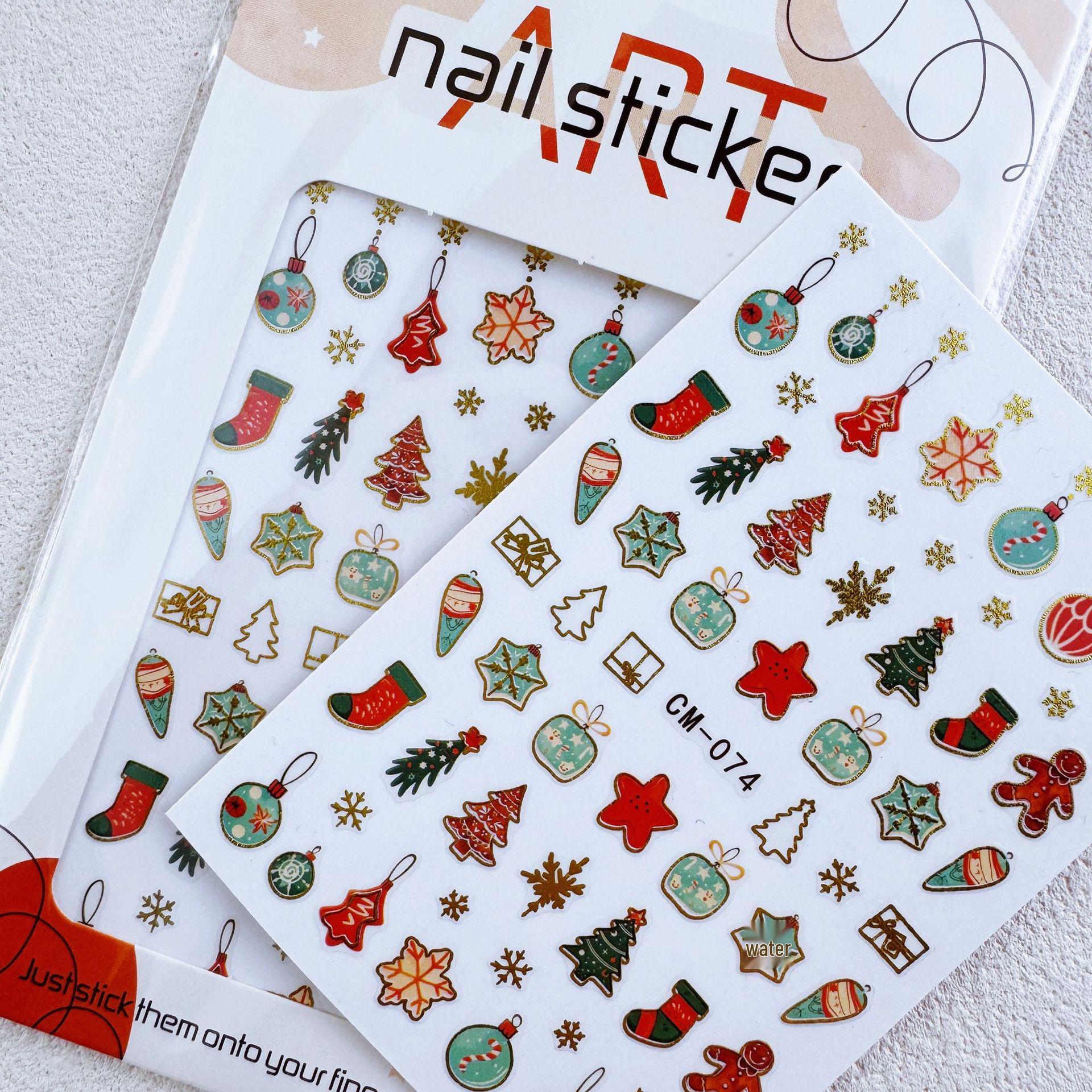 Gold Snowflake Santa Claus Christmas Nail Stickers