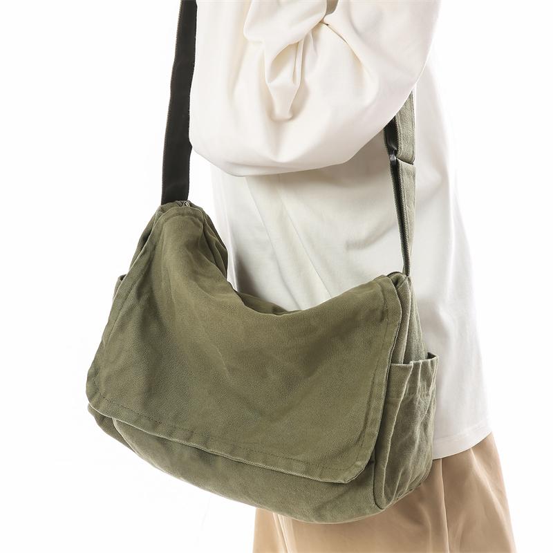 Canvas Bag Unisex Crossbody Bag Student Class Shoulder Messenger Bag