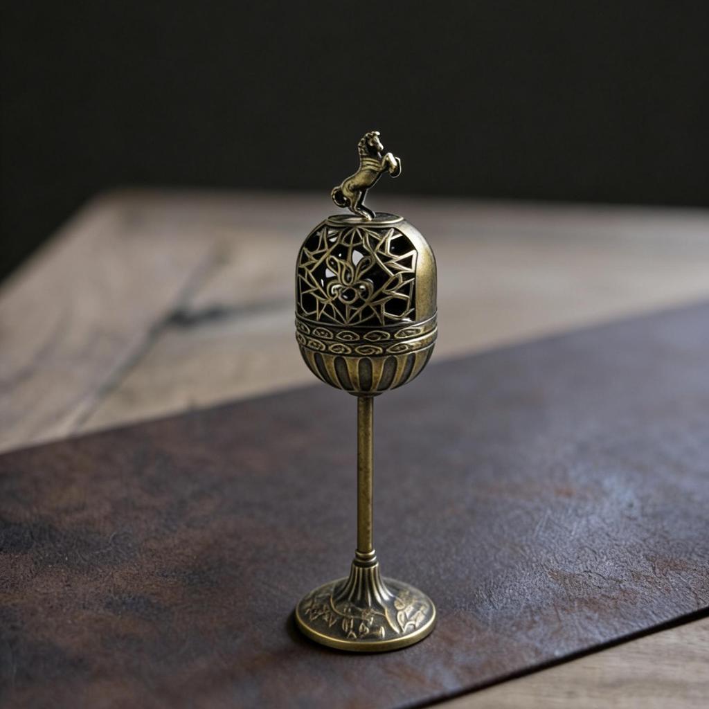 Elegant Vertical Palace Lantern Alloy Incense Burner – High-Footed Indoor Ornament for Home Use