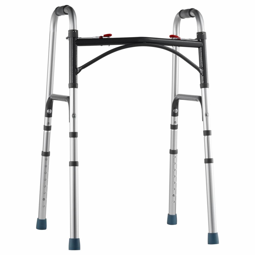 VEVOR Folding Walker, 2-Button Folding Walkers with 8-Level Adjustable Height and Durable Handles