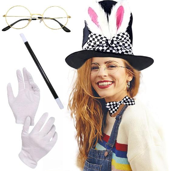 Easter Rabbit Top Hat Velvet Mad Easter Hats with Bunny Ears Wonderland Costume Accessories for Easter Halloween