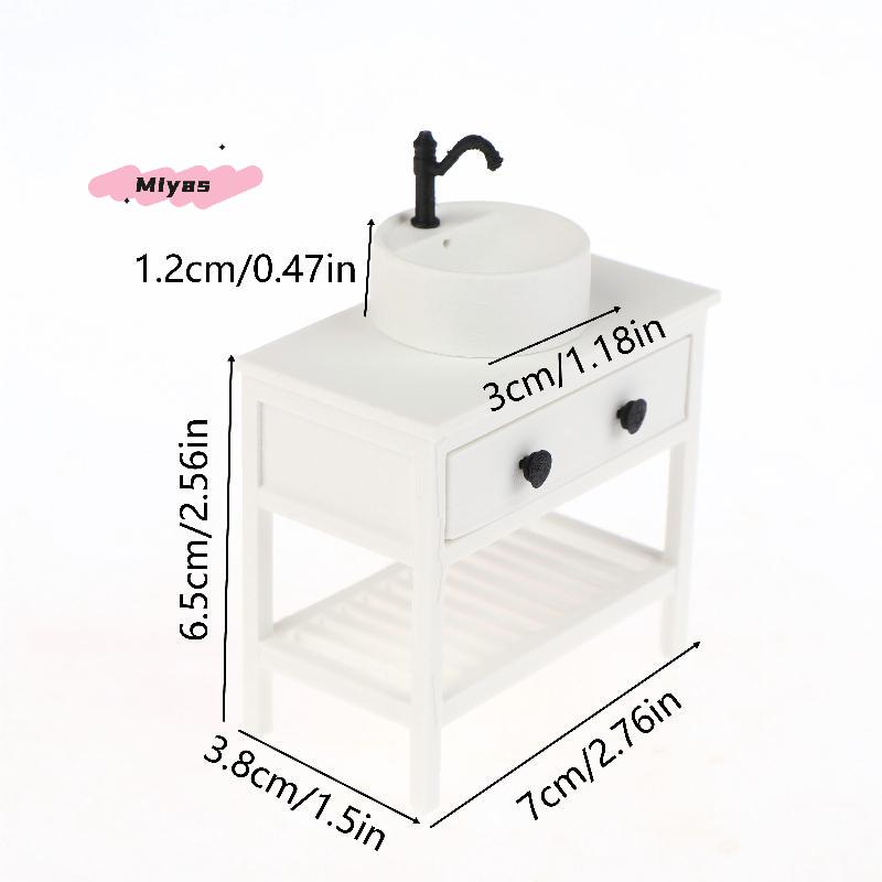 1/12 Scale Dollhouse Sink Cabinet Model - Bathroom Furniture Decoration for Dolls House Living Scene Ornament Toy for Girls