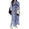 Women's 2024 Summer Tie-Dye T-Shirt Dress: New Loose Fit, Casual Print, Mid-Length Straight Skirt