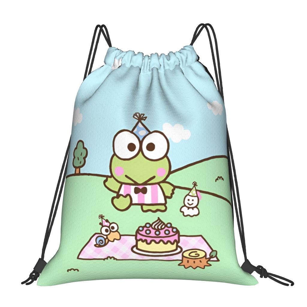 Custom K-KeroKeroKeroppies Drawstring Bags Men Women Foldable Sports Gym Sackpack Frog Cartoon Shopping Storage Backpacks