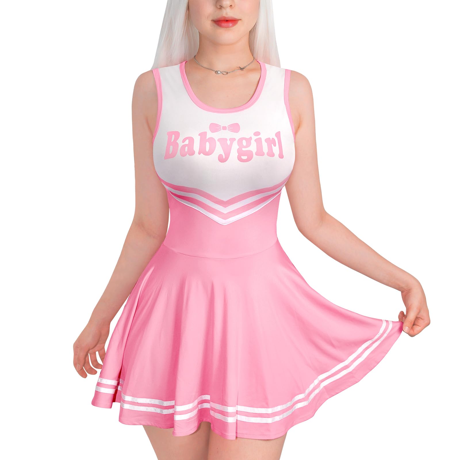 

Платье-комбинация для девочек LittleForBig, Супергибкая теннисная юбка [Поддержка для девочки] Мини-платье без рукавов, Размер S