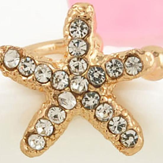 1Pc Earrings Rhinestone Inlaid Jewelry Gift Alloy Starfish Love Style Crystal Rhinestone Clip for Daily Life