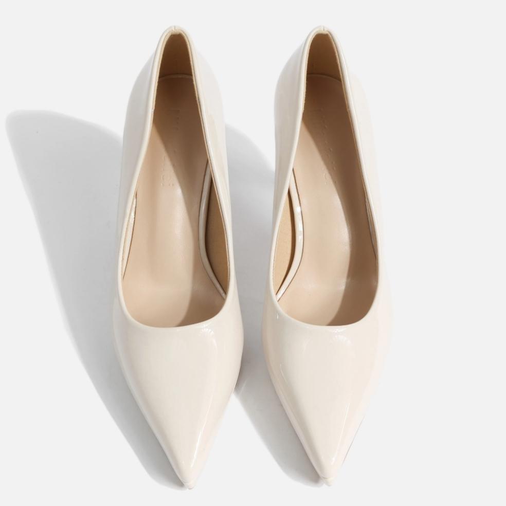 Waterproof Platform High Heels Stiletto Pointed Toe Single Shoes Fashion Patent Leather Business Women's Shoes