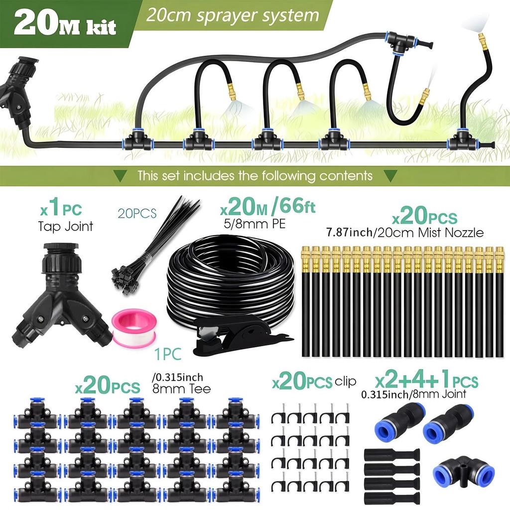 Universal Adjustable Micro-Atomizing Sprinkler Set for Irrigation, Cooling, and Humidification