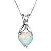 Platform necklace, three-claw white peach heart opal pendant, exquisite personalized item.