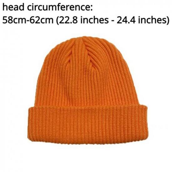 Men Skullcap Knitted Hat Beanie Cap Hip Hop Streetwear Warm Casual Beanie Winter оранжевый