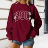 Women's Round Neck Printed Tops Cotton Casual Fashion Long Sleeve Pullover Top Blouse