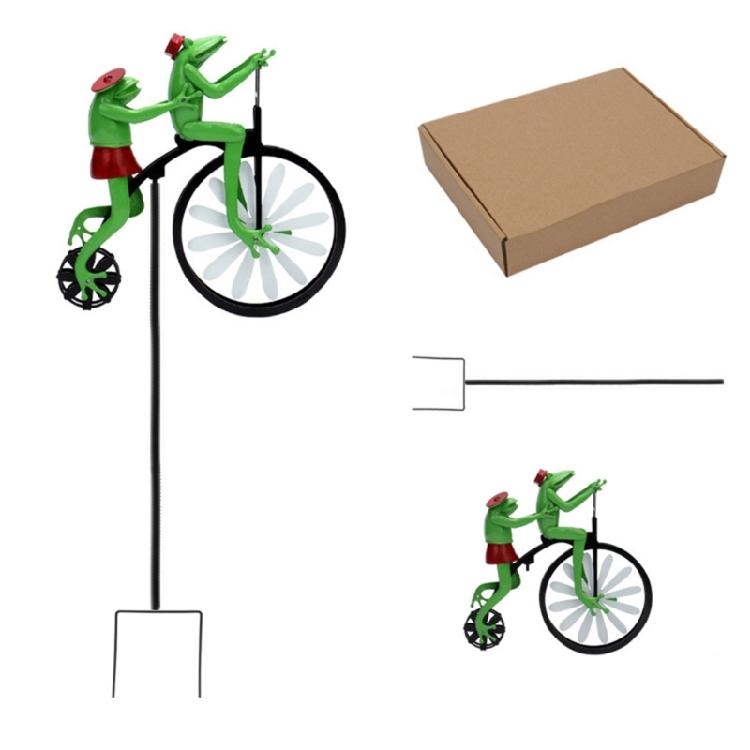 Frogs Bike Sculptures Fast delivery Handmade Metal Wind Spinner with Frogs