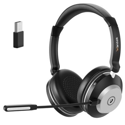 Wantek Wireless Headset Bluetooth Headset Volume Noise Canceling Dongle PC Headset Wireless Bluetooth Headset Calling 46 Hours Talk Time Storage Bag