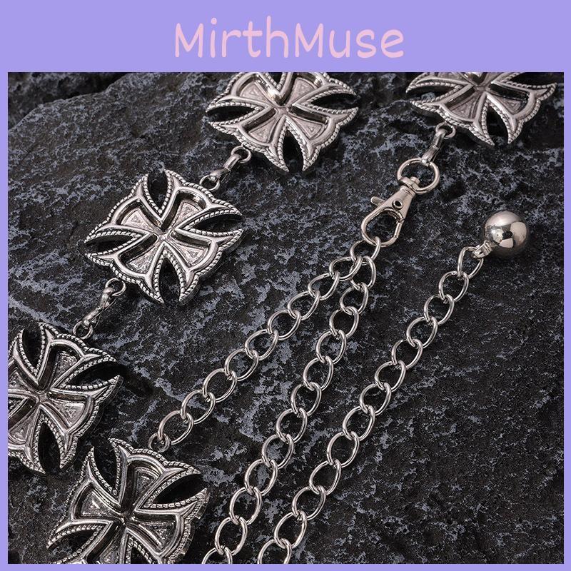 Style Metal Retro Waist Belt With Engraved Cross For Streetwear And Casual Looks