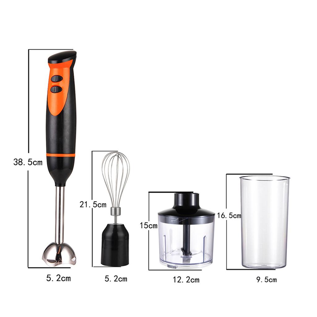 Handmixer 4-in-1 Multifunktionaler Handstabmixer EU-Stecker Edelstahl-Stabmixer 500ml Mixbecher 330ml Küchenmaschine Schneebesen-Aufsatz