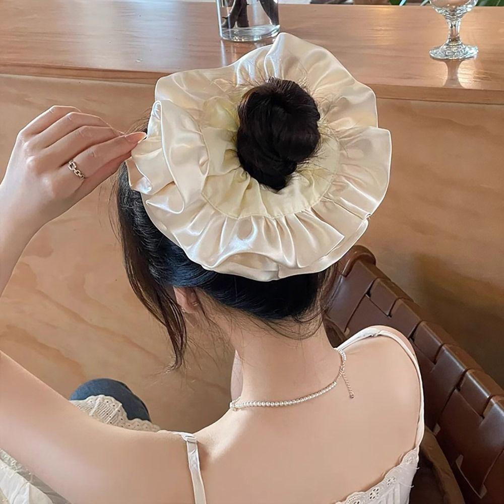 Retro Elegant Hair Band Satin Rubber Band Trendy Hair Rope Headwear  Party Headdress