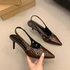 French Temperament High-end Sense with Skirt Bag Head Sandals Fairy Shoes Spring and Summer Pointed High Heels Evening Single Shoes