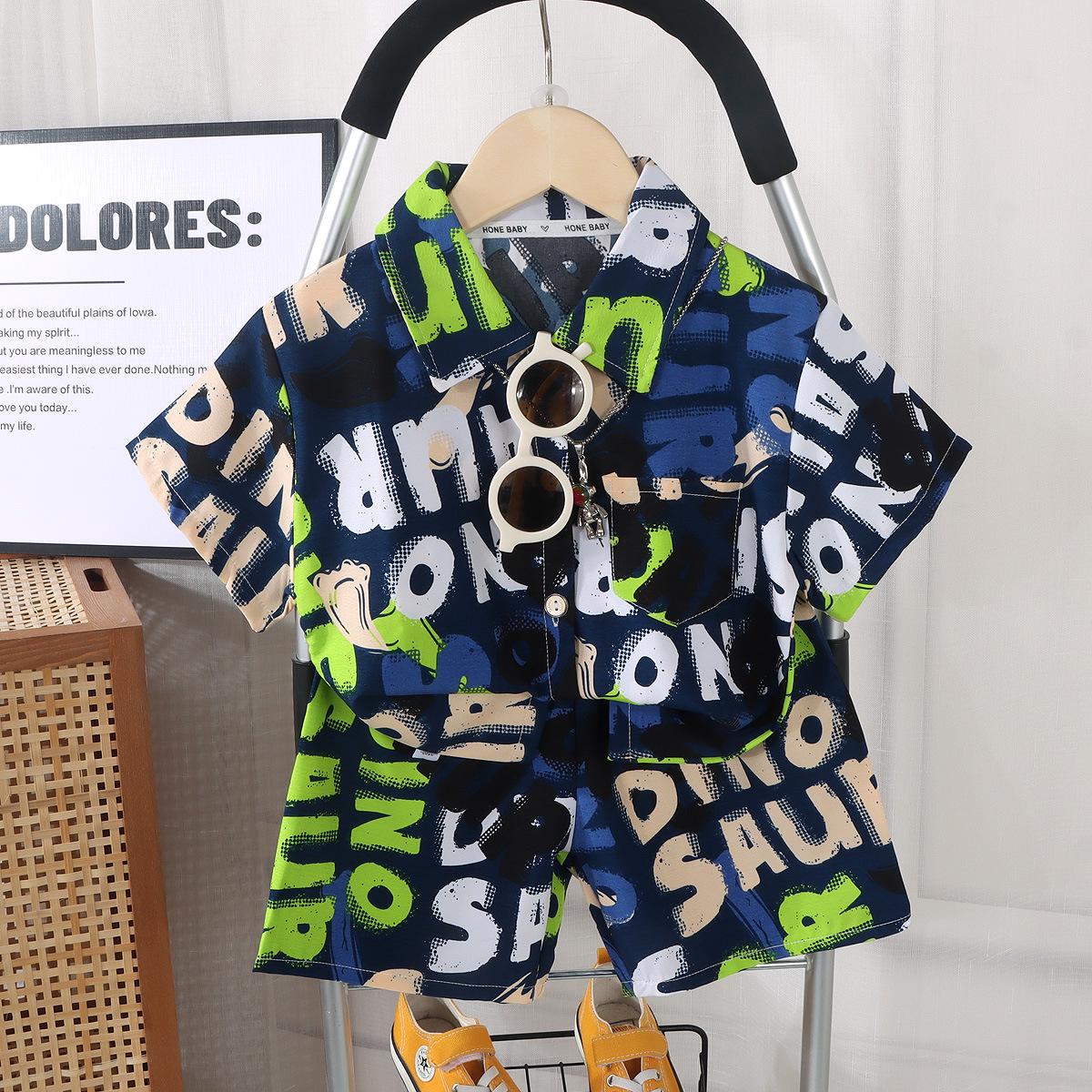 

Стильный летний комплект для мальчиков с коротким рукавом - Повседневная легкая детская одежда 150cm