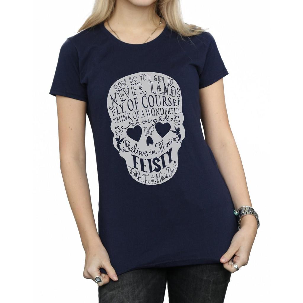 Disney Womens/Ladies Tinker Bell Skull Cotton T-Shirt