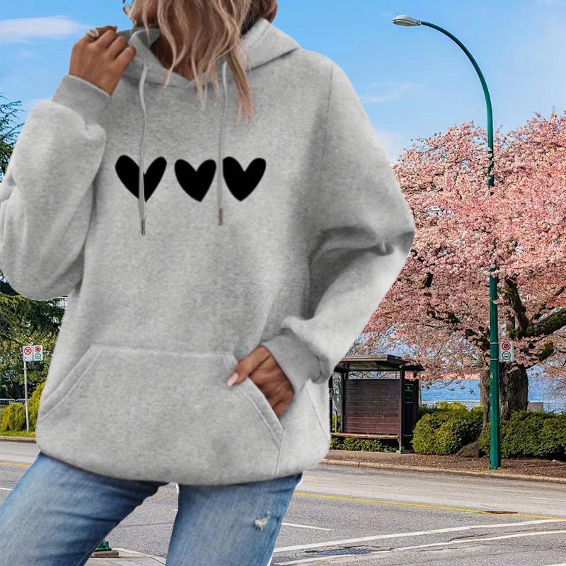 

Женские свободные толстовки с принтом A Row of Love, блузки, толстовки, повседневные свитера с длинным рукавом M серый