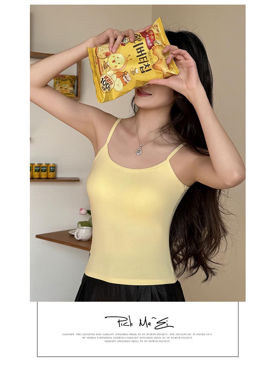 

Spring-Summer Slim Fit Spaghetti Strap Tank Top with Built-in Bra Pads for Women (2026 New Style) Large