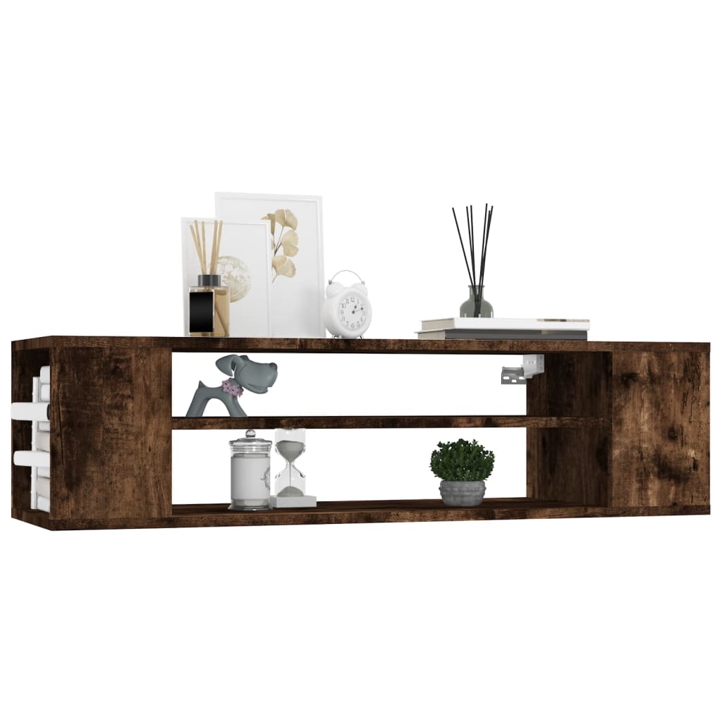 Wall Mounted TV Cabinet Smoked Oak Finish 100 X 30 X 26.5 Cm Particleboard
