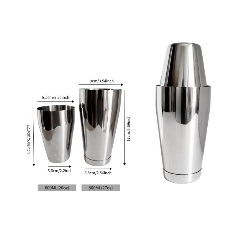 New Boston Stainless Steel Cocktail Shaker, 600/750ml, Bar Tool Cup