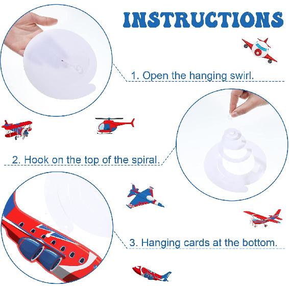 30 Pieces Airplane Hanging Swirls Decoration Airplane Party Supplies Plane Foil Swirls Whirls Ceiling Whirls Hanging Spiral Streamers for Plane Theme