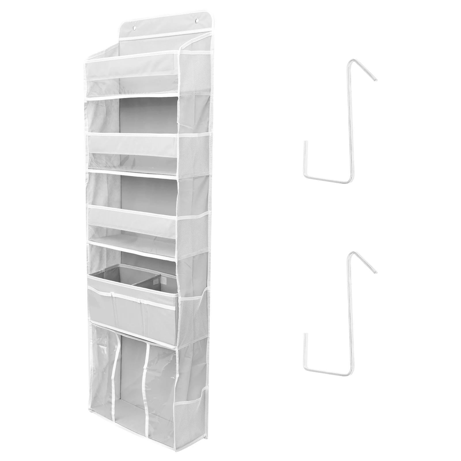 

Door Hanging Organizer Nonwoven Over the Door Organizer with Movable Baby Diaper Caddy Large Capacity Hanging Storage Shelves сірий