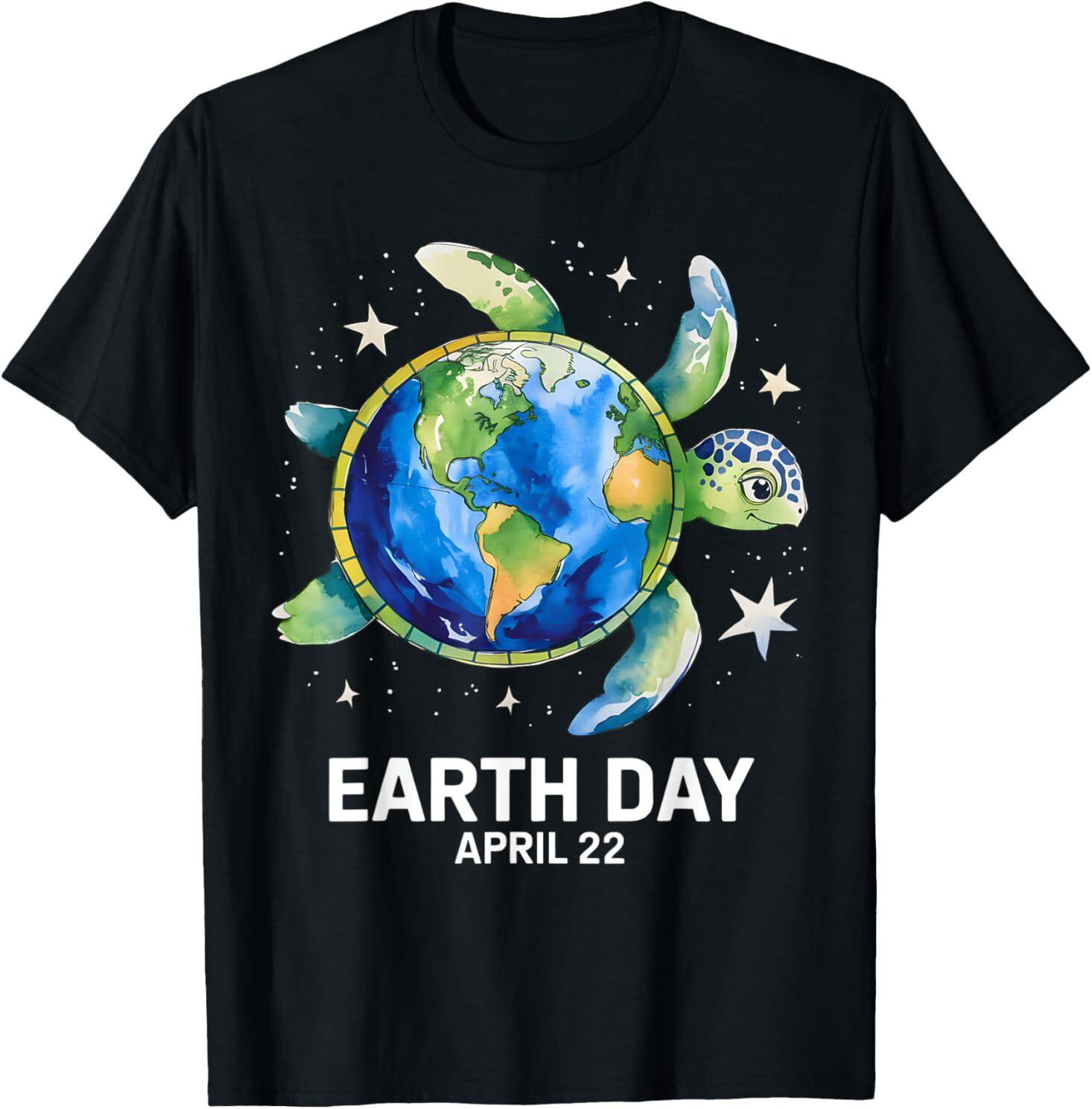 Earth Day 2025 Restore Earth Sea Turtle Art Save the Planet T-Shirt XXXXL